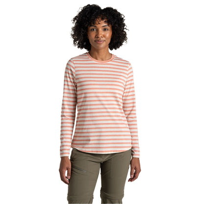 Clay - Side - Craghoppers Womens-Ladies Akona Striped Nosilife Long-Sleeved T-Shirt
