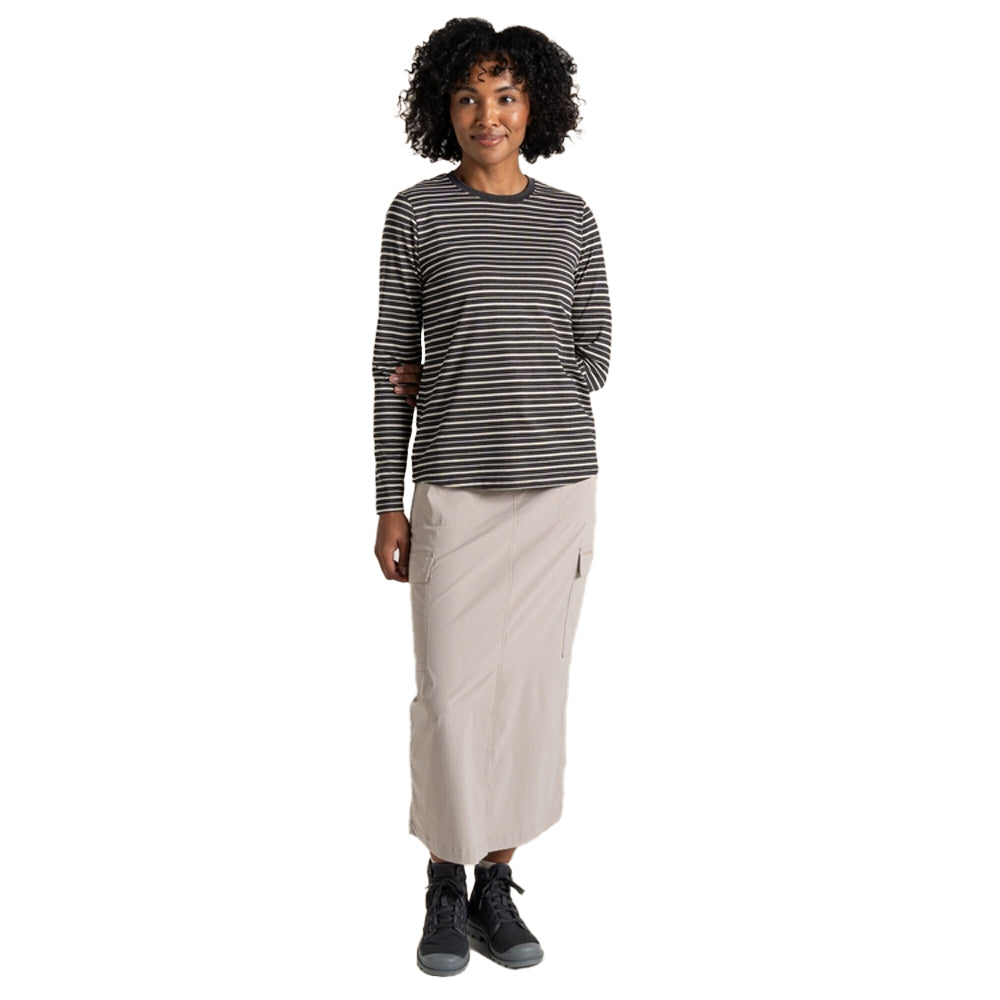 Charcoal - Lifestyle - Craghoppers Womens-Ladies Akona Striped Nosilife Long-Sleeved T-Shirt