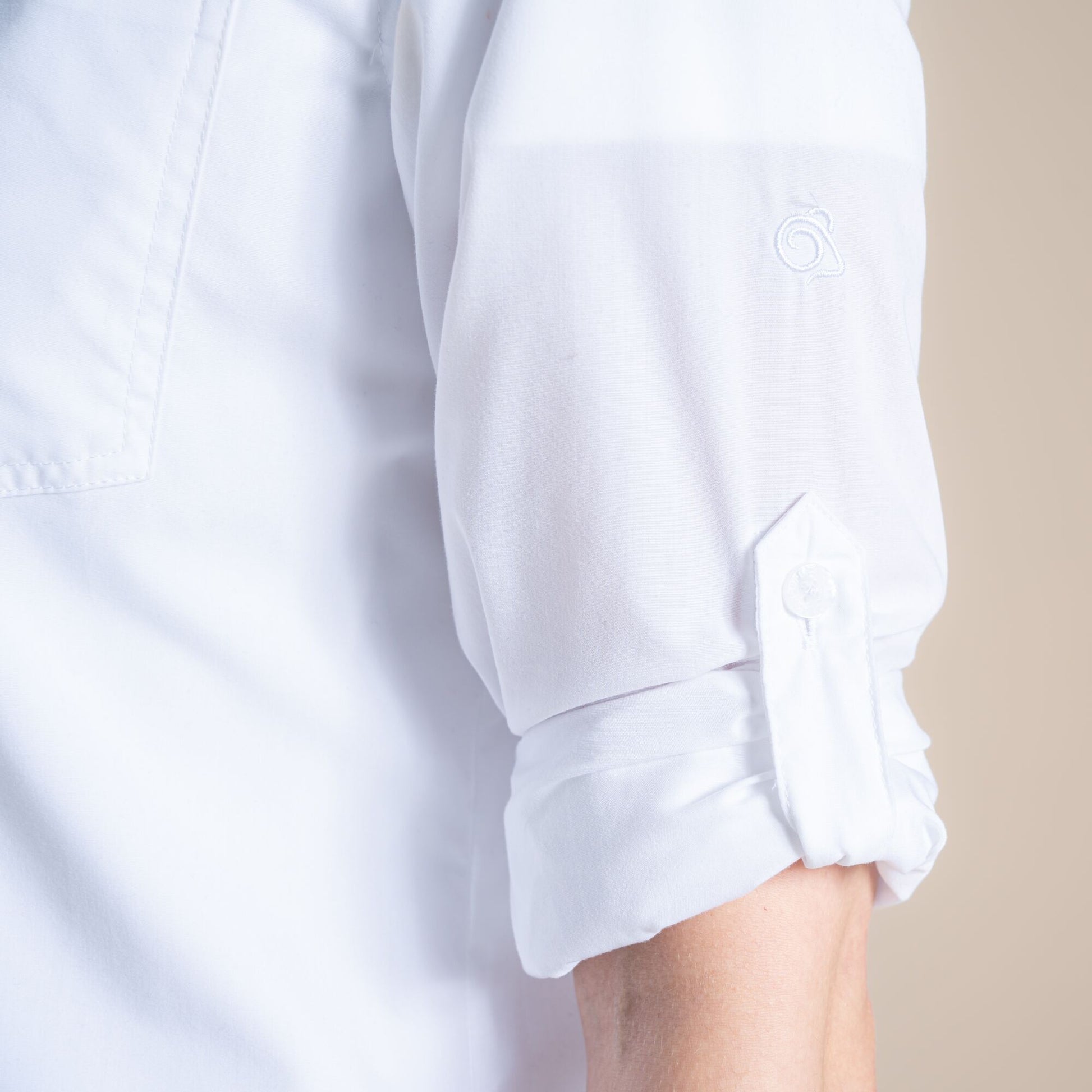 White - Close up - Craghoppers Womens-Ladies Kiwi III Long-Sleeved Shirt