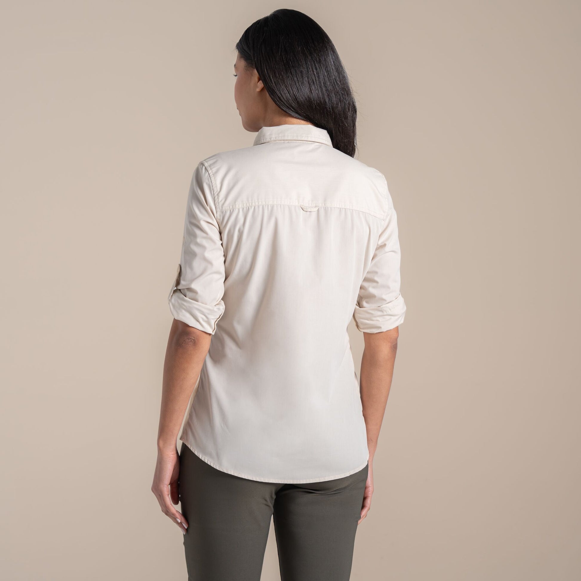 Stone - Back - Craghoppers Womens-Ladies Kiwi III Long-Sleeved Shirt