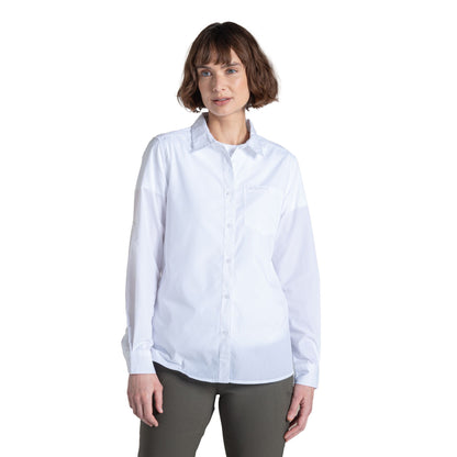 White - Side - Craghoppers Womens-Ladies Kiwi III Long-Sleeved Shirt