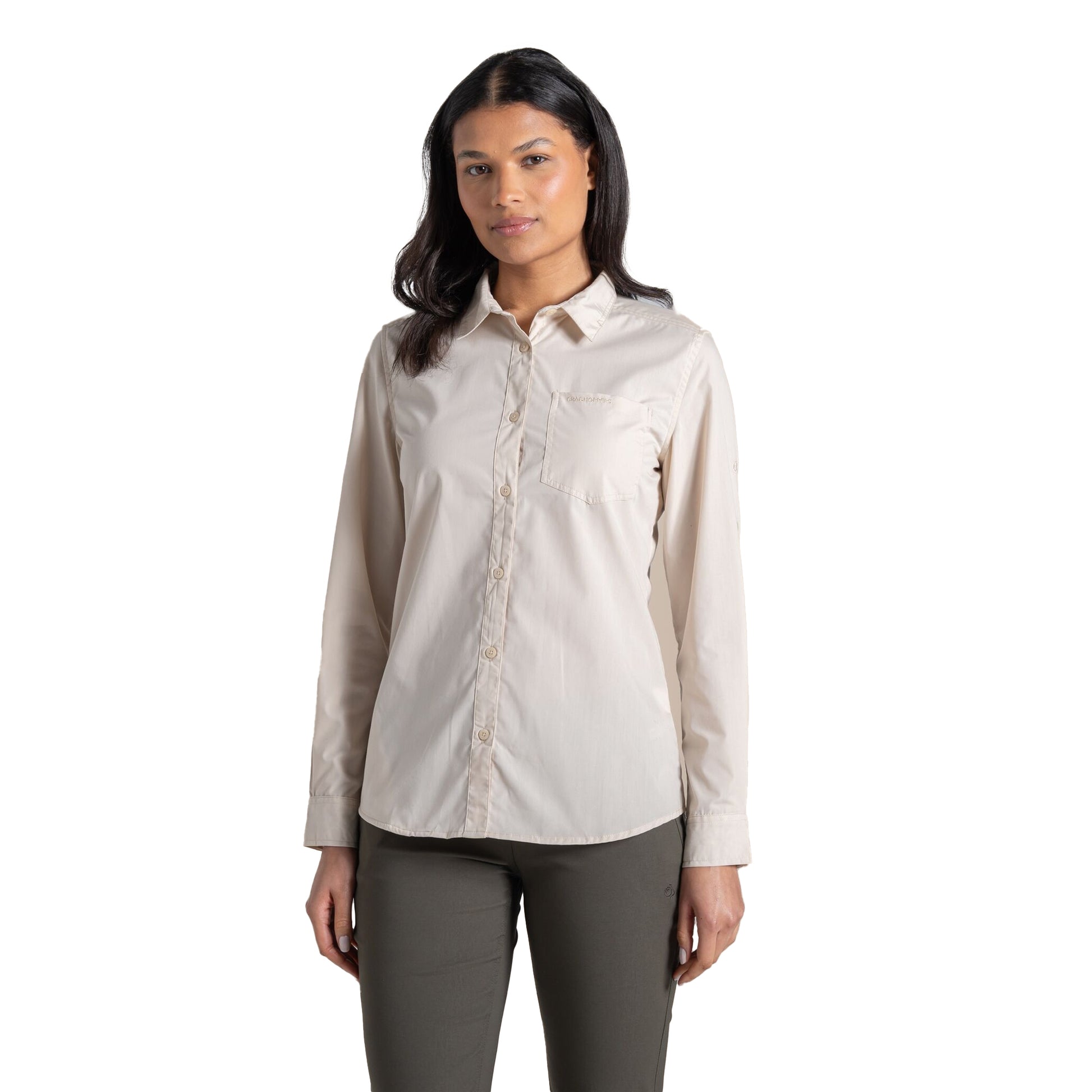 Stone - Front - Craghoppers Womens-Ladies Kiwi III Long-Sleeved Shirt