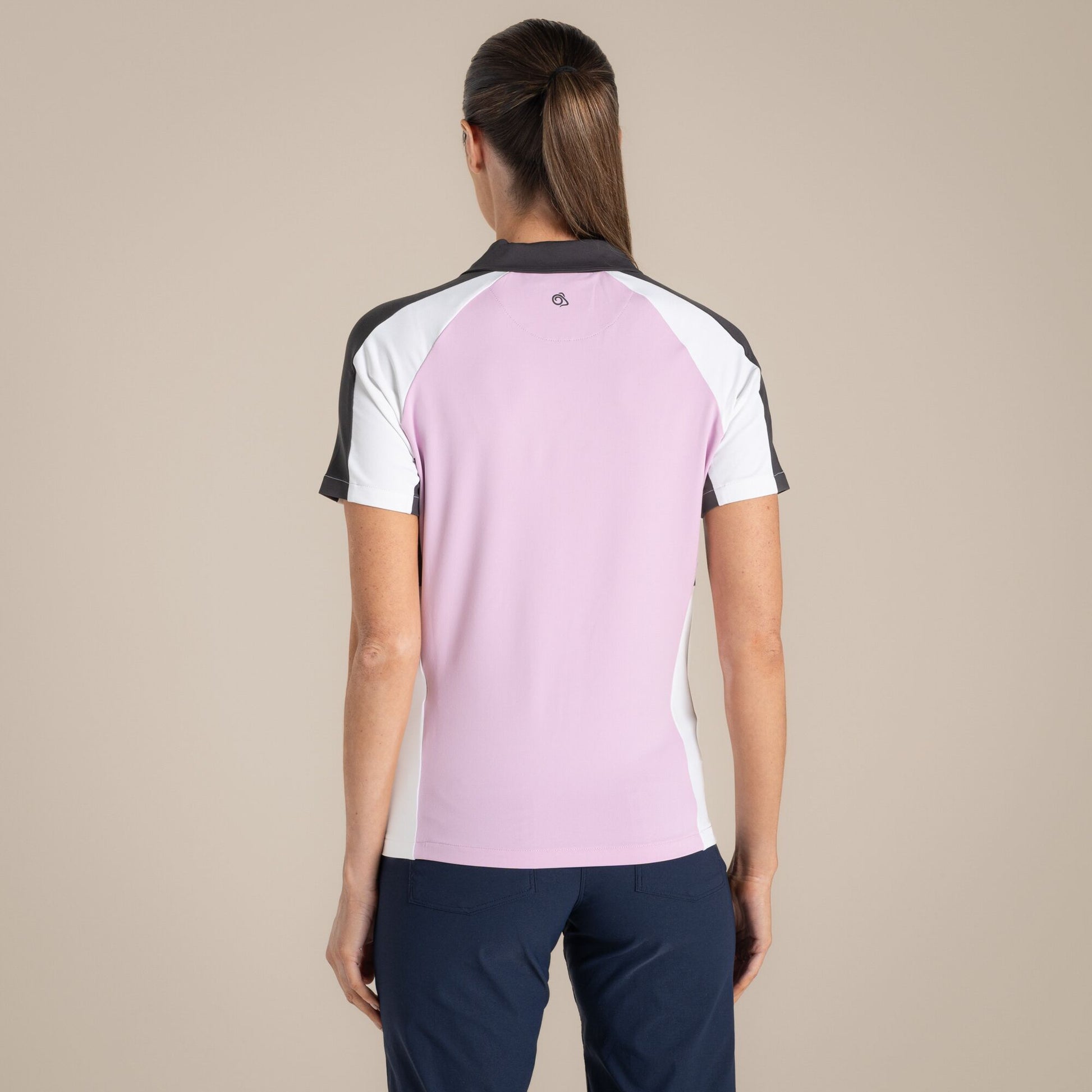 Orchid-White - Back - Craghoppers Womens-Ladies Hazelmere Nosilife Short-Sleeved Golf Polo Shirt