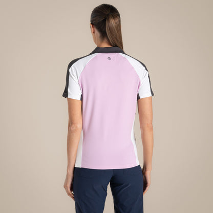 Orchid-White - Back - Craghoppers Womens-Ladies Hazelmere Nosilife Short-Sleeved Golf Polo Shirt