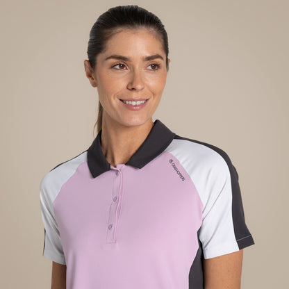 Orchid-White - Side - Craghoppers Womens-Ladies Hazelmere Nosilife Short-Sleeved Golf Polo Shirt