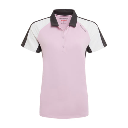 Orchid-White - Front - Craghoppers Womens-Ladies Hazelmere Nosilife Short-Sleeved Golf Polo Shirt