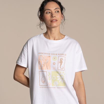 White - Side - Craghoppers Womens-Ladies Yago Discover Your World T-Shirt