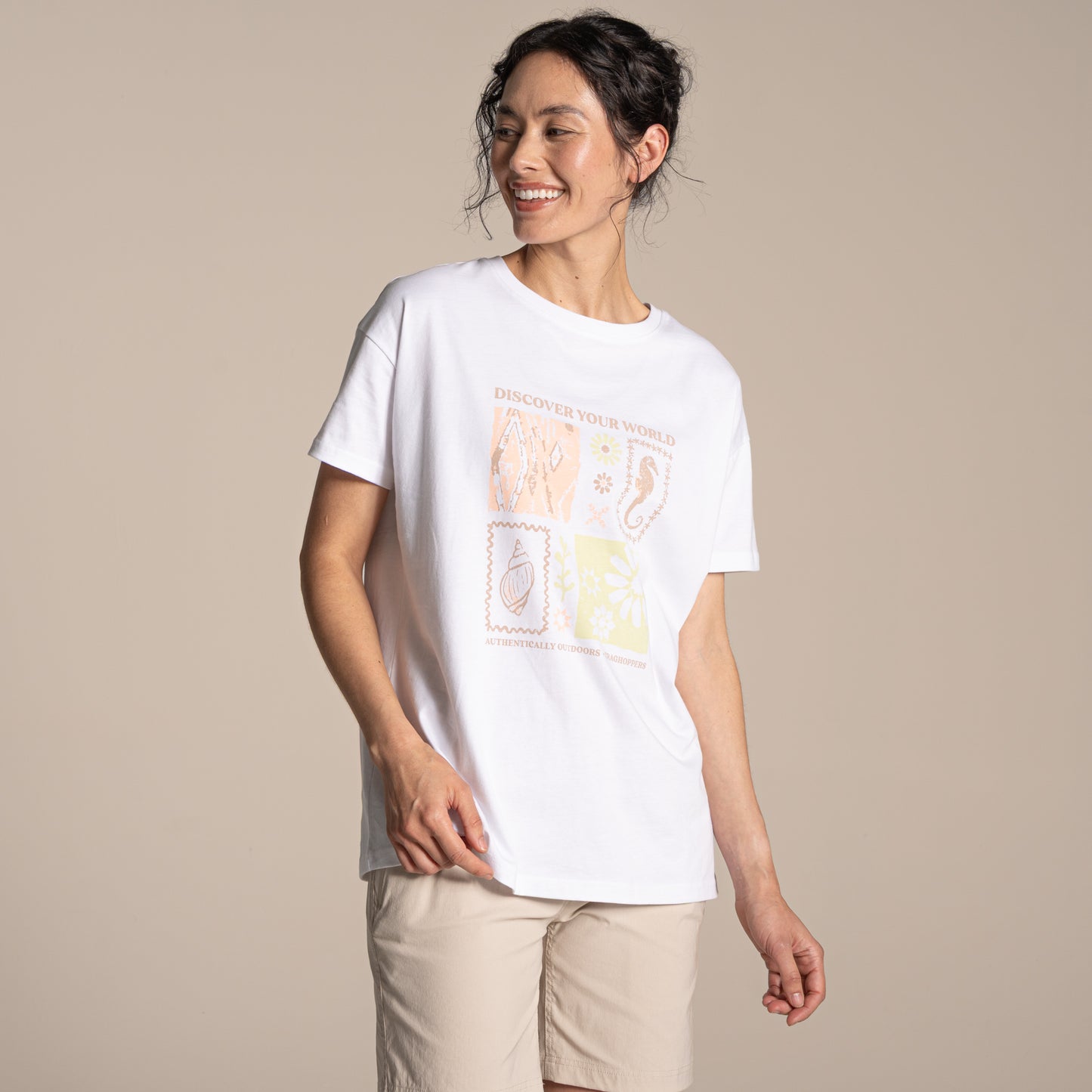 White - Lifestyle - Craghoppers Womens-Ladies Yago Discover Your World T-Shirt