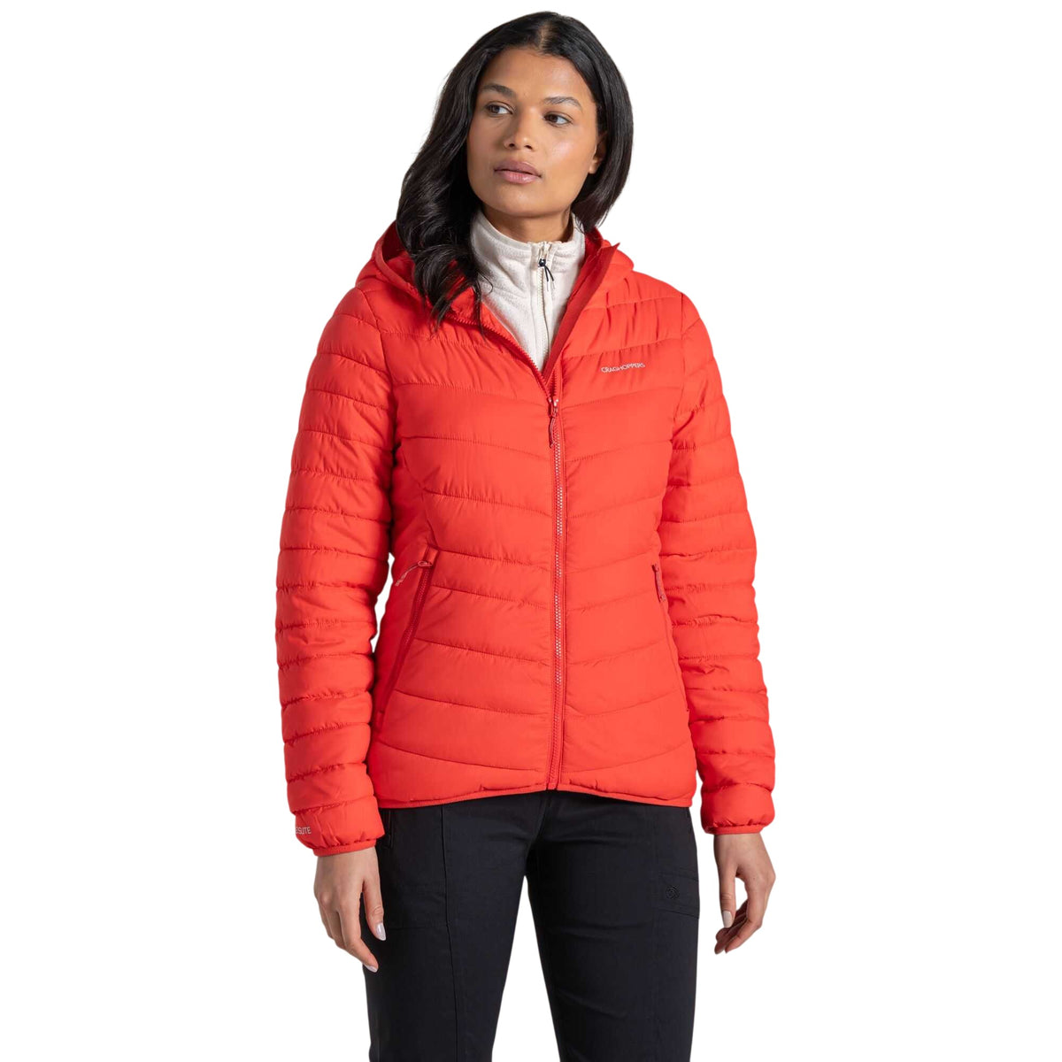Red Dawn - Close up - Craghoppers Womens-Ladies Compresslite IX Insulated Hooded Jacket