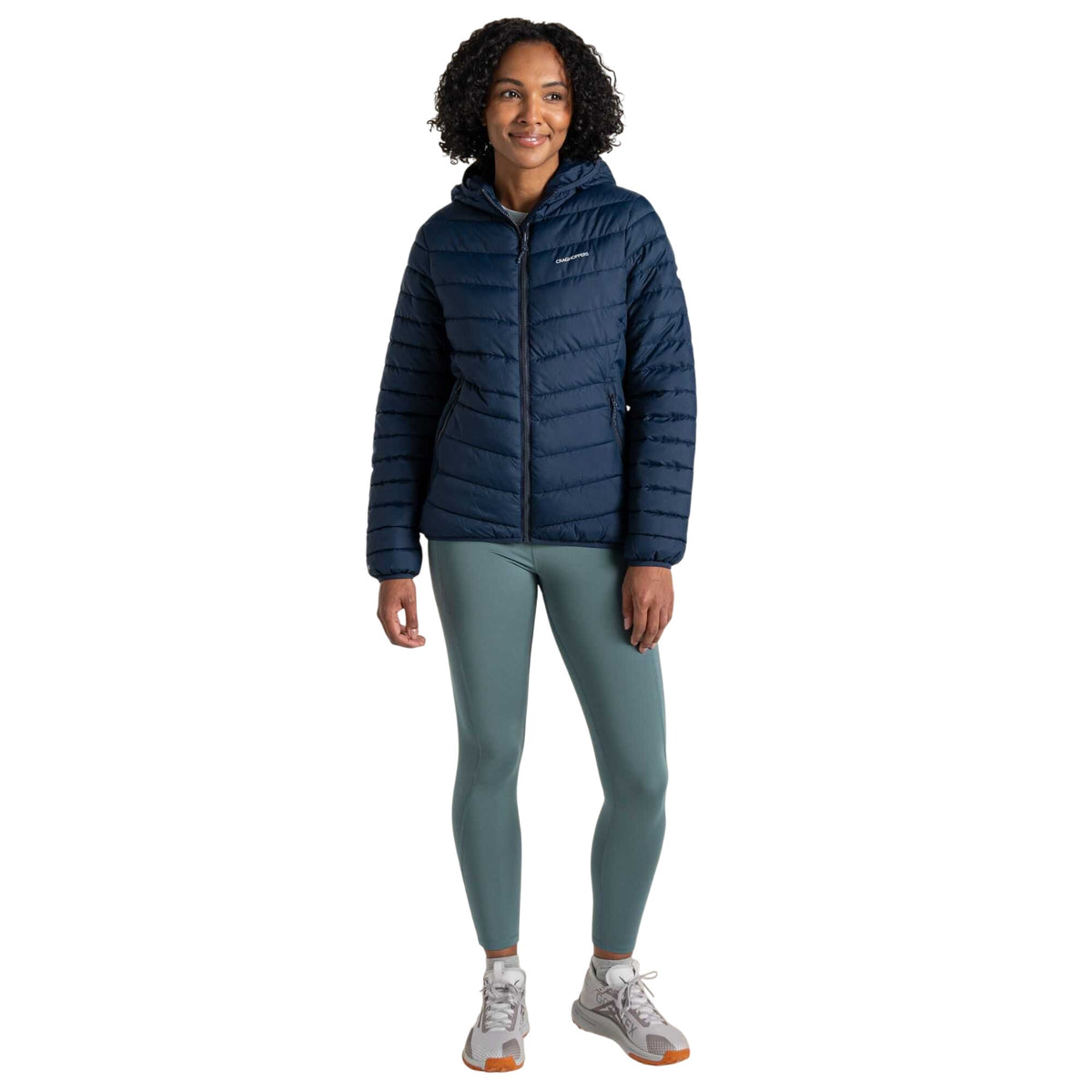Blue Navy - Close up - Craghoppers Womens-Ladies Compresslite IX Insulated Hooded Jacket