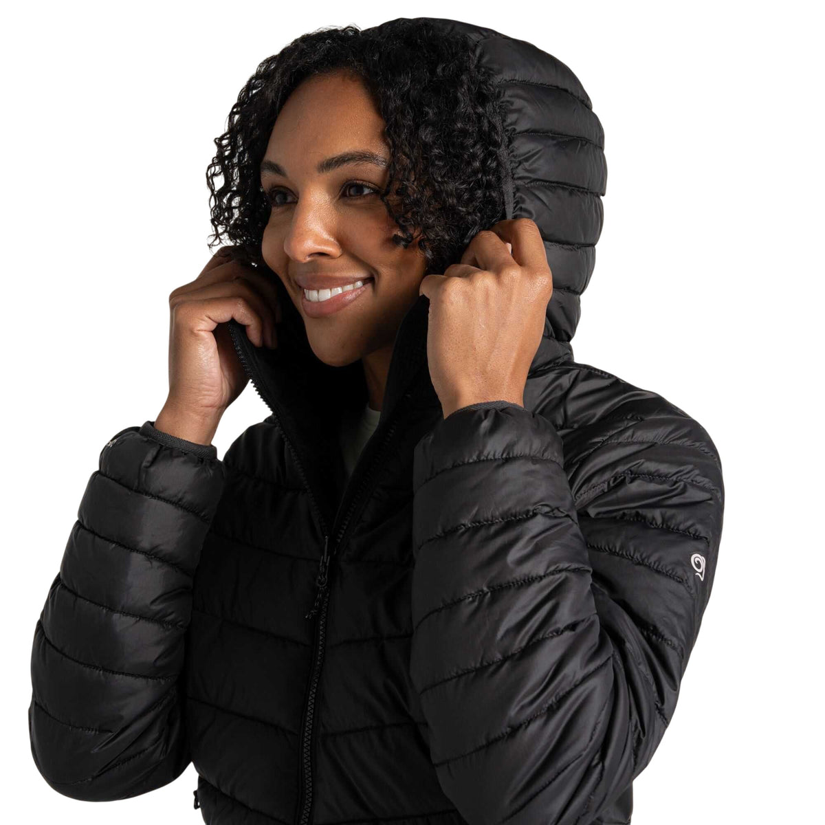 Black - Side - Craghoppers Womens-Ladies Compresslite IX Insulated Hooded Jacket