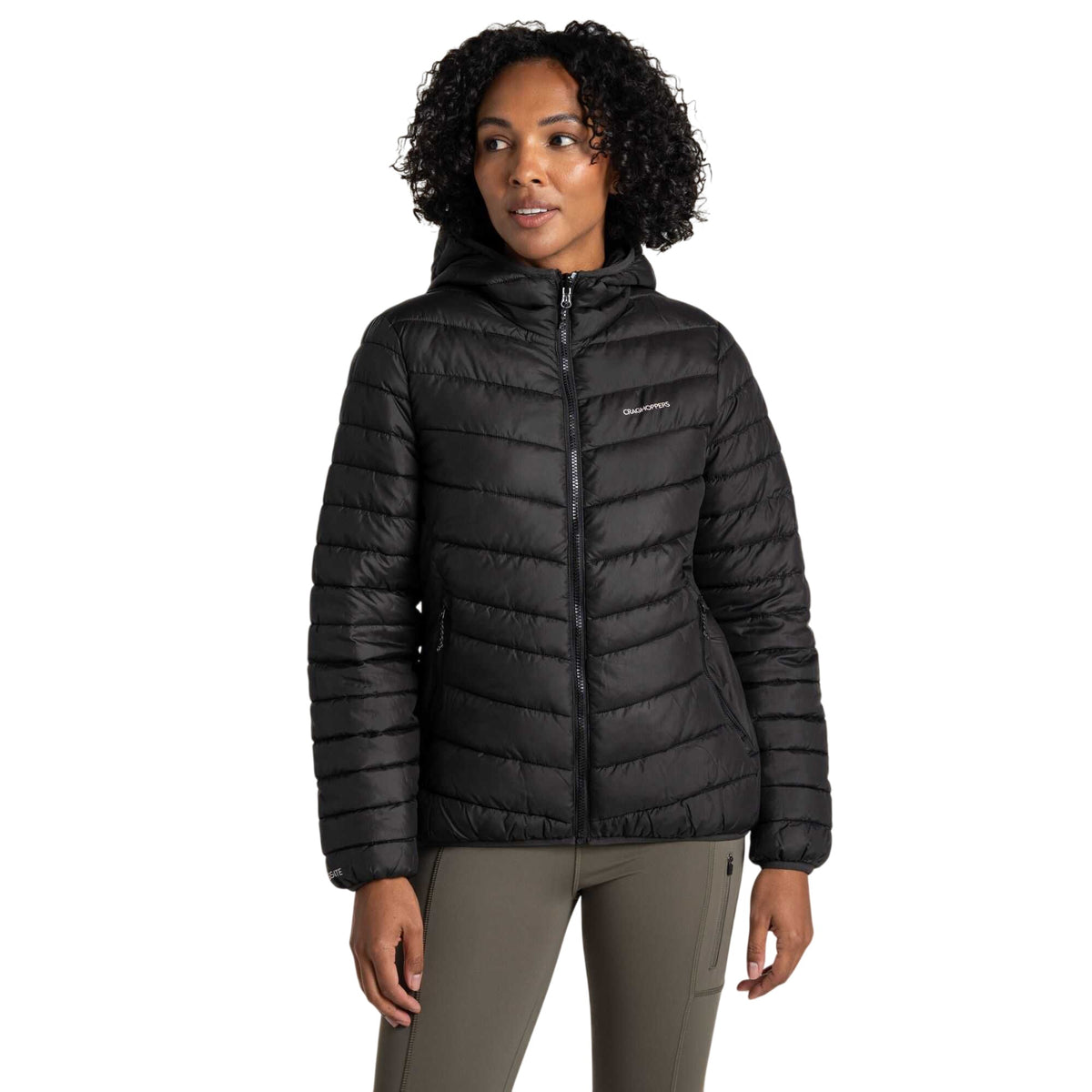 Black - Pack Shot - Craghoppers Womens-Ladies Compresslite IX Insulated Hooded Jacket