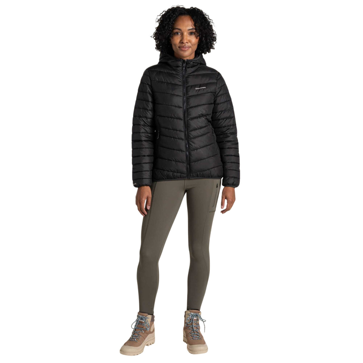 Black - Close up - Craghoppers Womens-Ladies Compresslite IX Insulated Hooded Jacket