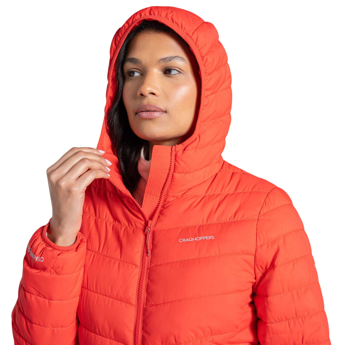 Red Dawn - Side - Craghoppers Womens-Ladies Compresslite IX Insulated Hooded Jacket