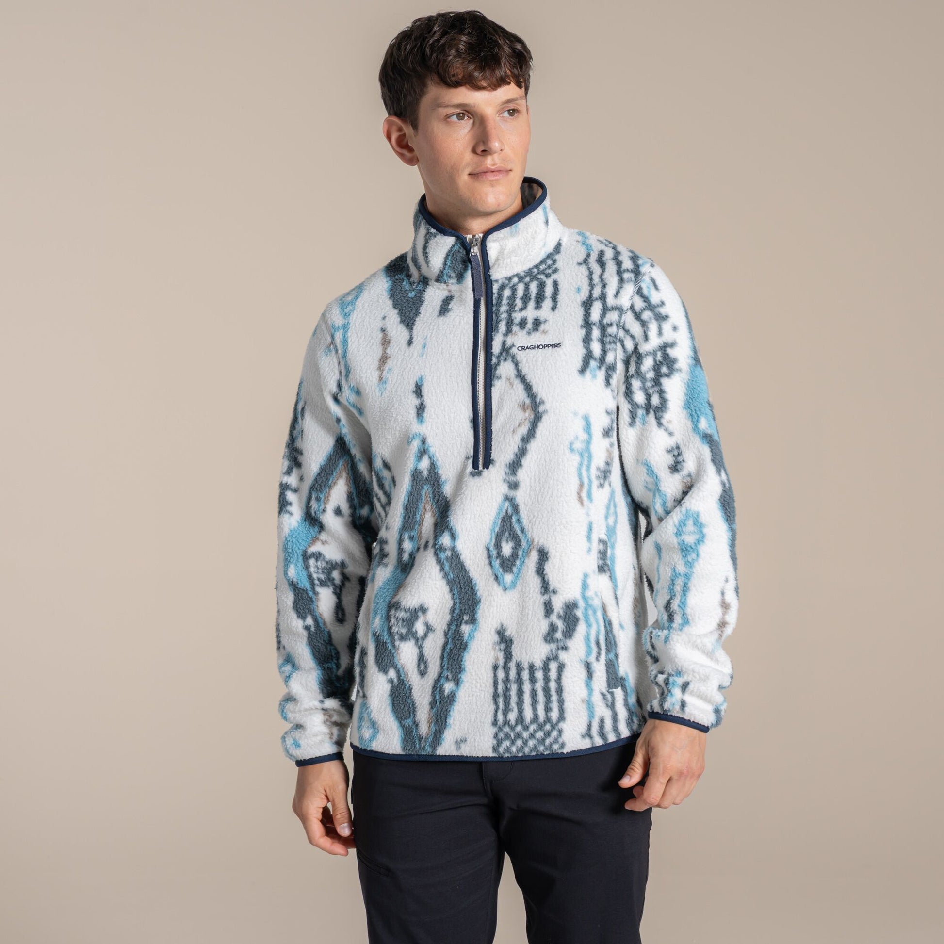 Sail White - Pack Shot - Craghoppers Mens Tatton II Half Zip Fleece