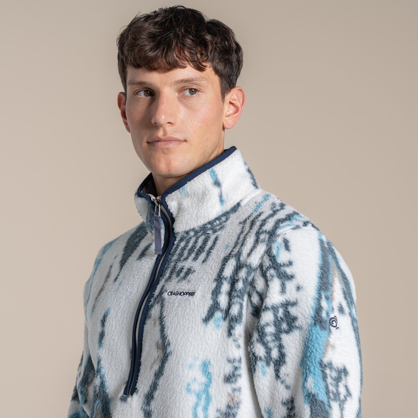 Sail White - Side - Craghoppers Mens Tatton II Half Zip Fleece