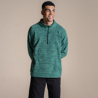 Mosaic Green - Pack Shot - Craghoppers Mens Esk II Half Zip Fleece Top