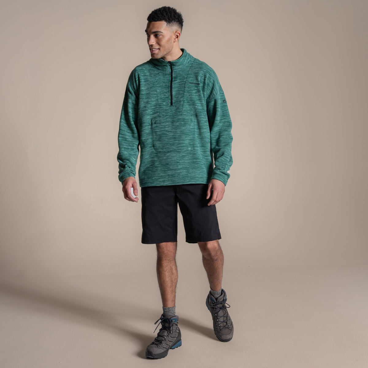 Mosaic Green - Close up - Craghoppers Mens Esk II Half Zip Fleece Top