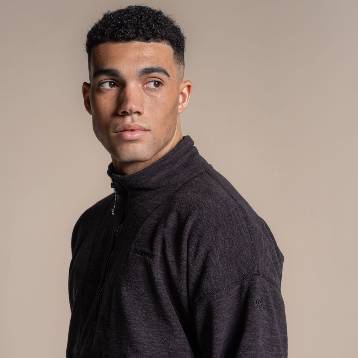 Black - Side - Craghoppers Mens Esk II Half Zip Fleece Top