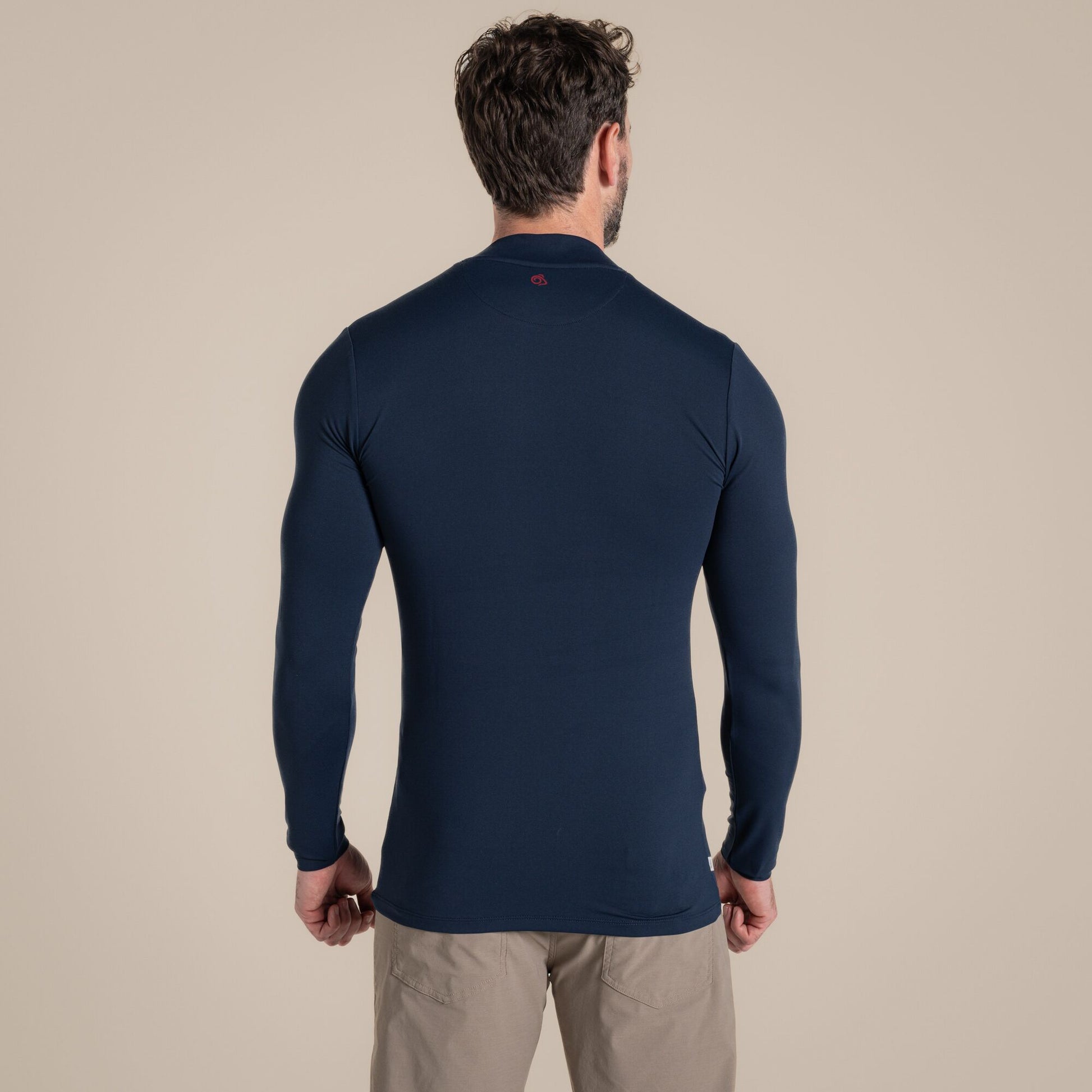 White - Back - Craghoppers Mens Mock Neck Long-Sleeved Golf Top
