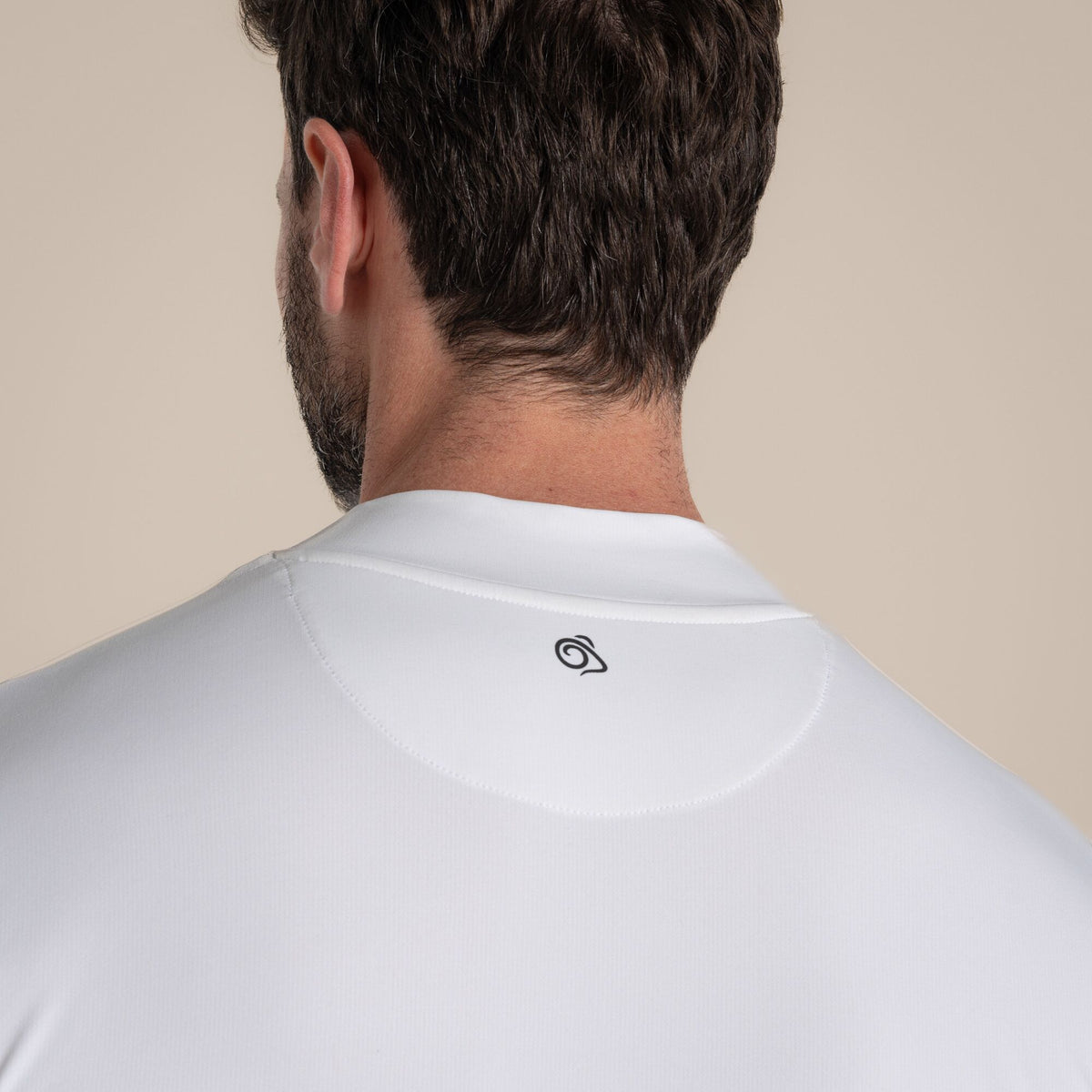 White - Side - Craghoppers Mens Mock Neck Long-Sleeved Golf Top
