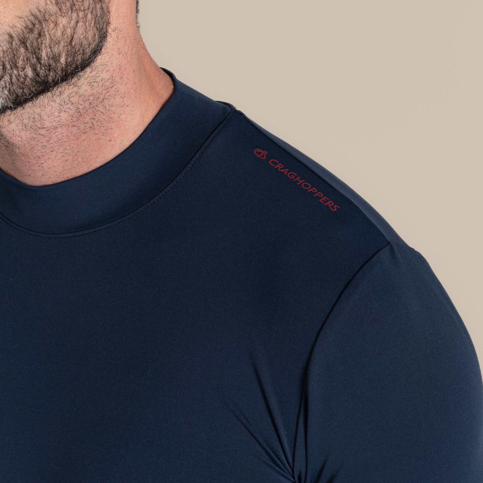 White - Lifestyle - Craghoppers Mens Mock Neck Long-Sleeved Golf Top