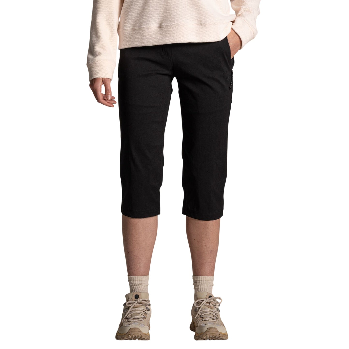 Black - Side - Craghoppers Womens-Ladies Kiwi Pro III Cropped Trousers