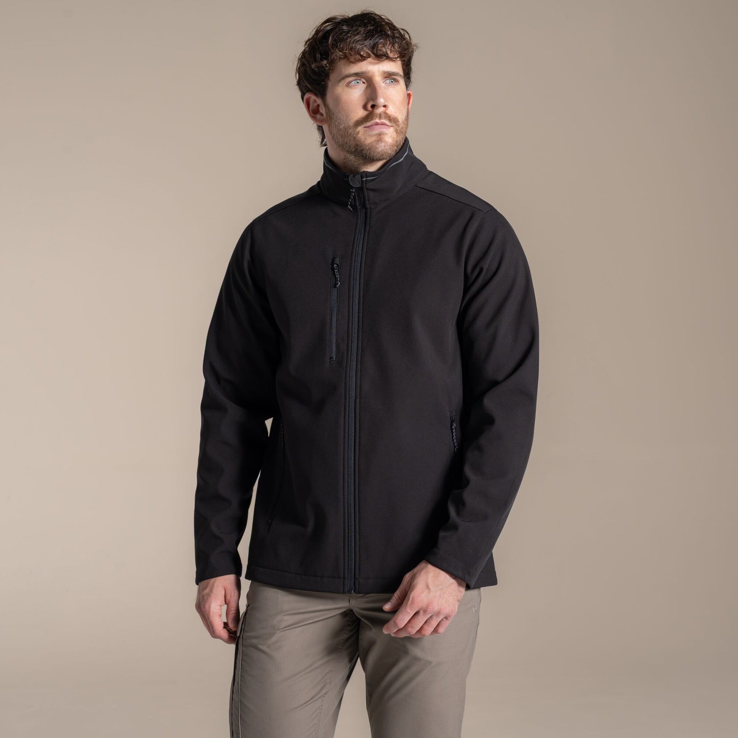 Black - Close up - Craghoppers Mens Expert Soft Shell Jacket