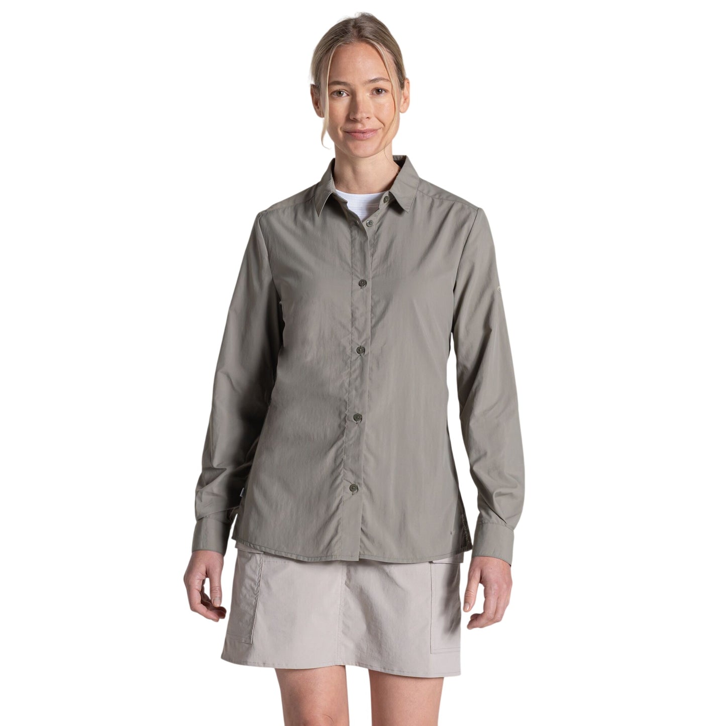 Vert - Side - Craghoppers Womens-Ladies Alma Nosilife Long-Sleeved Shirt