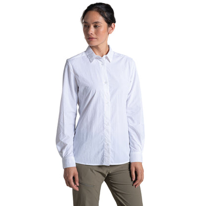 White - Side - Craghoppers Womens-Ladies Alma Nosilife Long-Sleeved Shirt