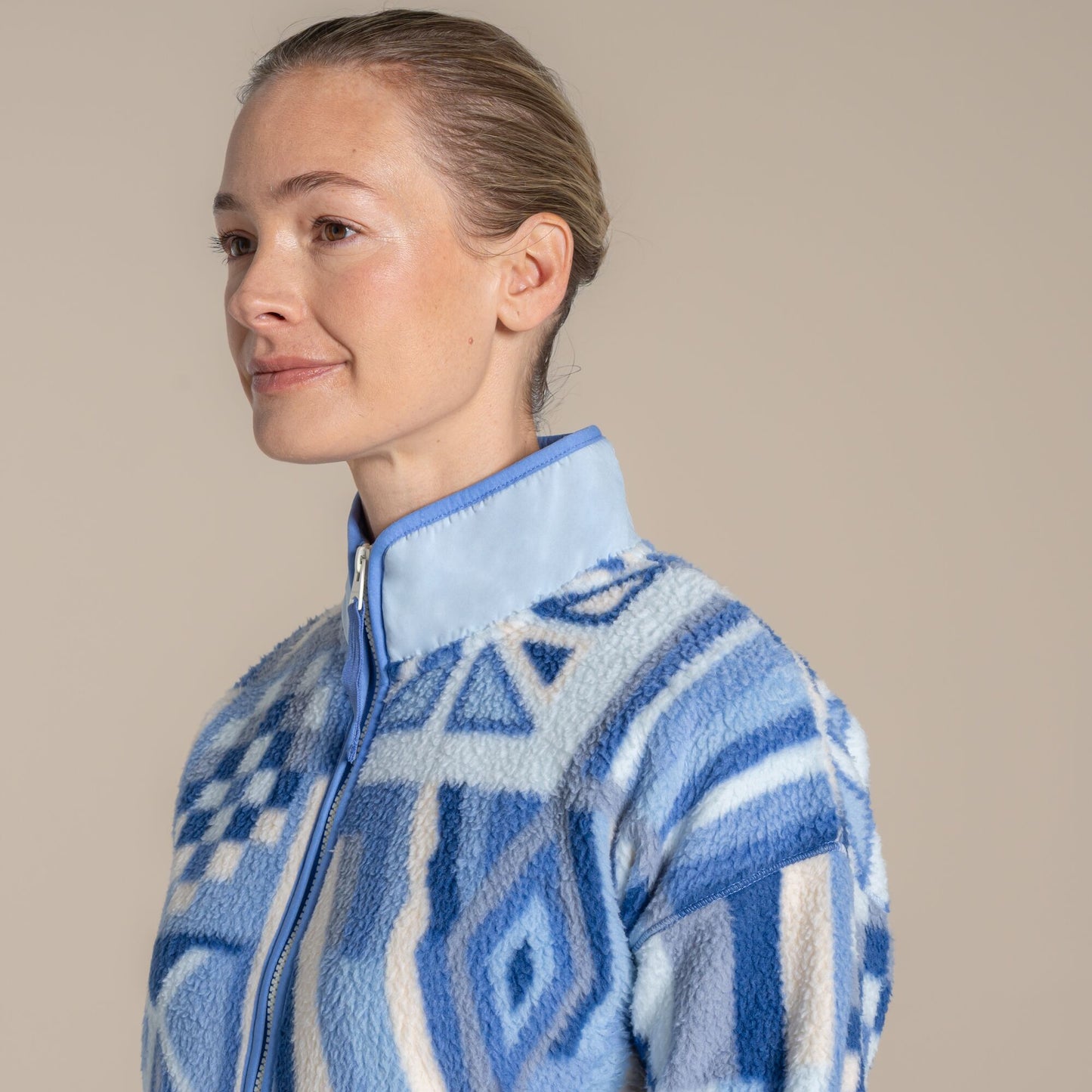 Vinca Blue - Side - Craghoppers Womens-Ladies Dante Patterned Full Zip Fleece Jacket
