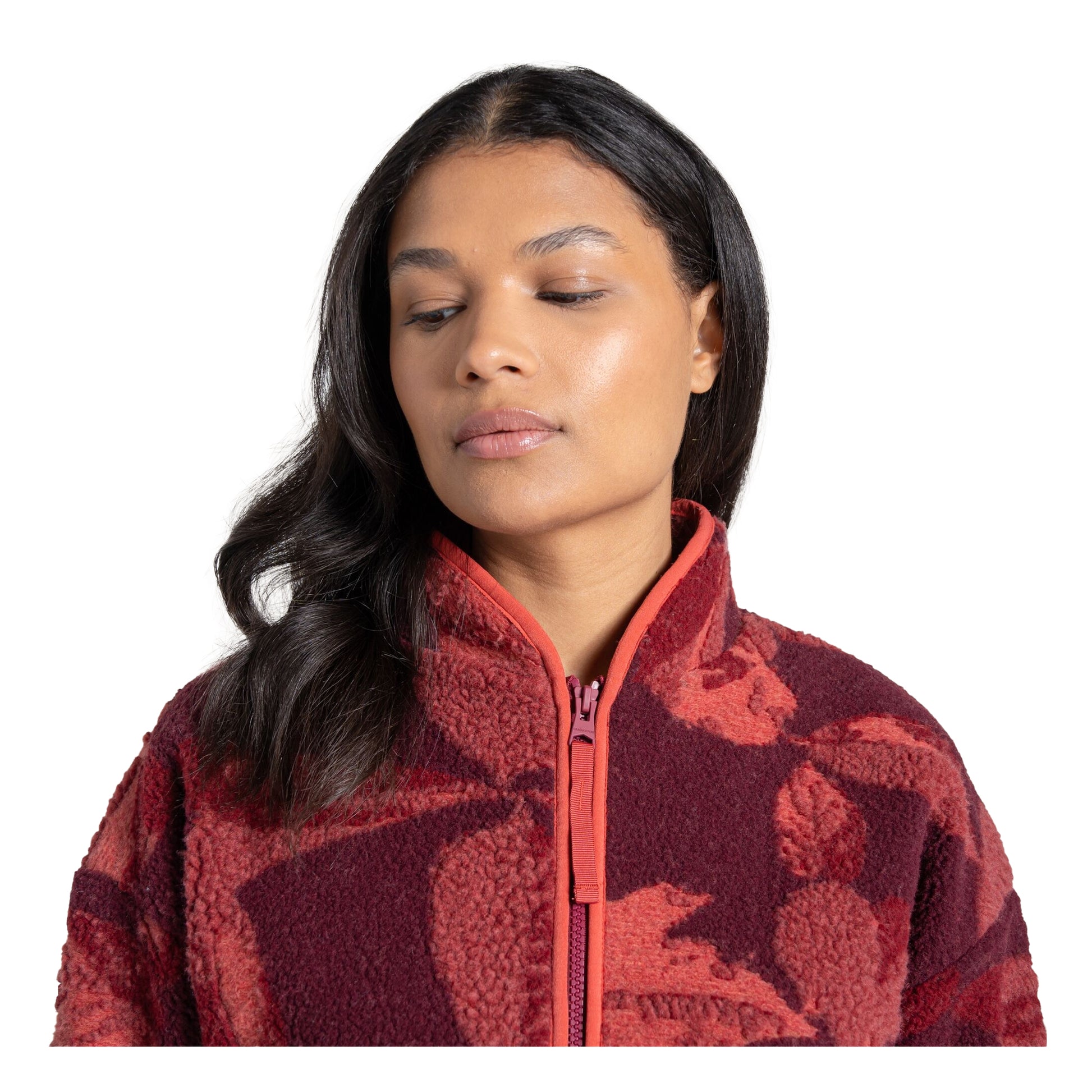 Sumac Red - Side - Craghoppers Womens-Ladies Catalina Leaf Print Fleece Jacket