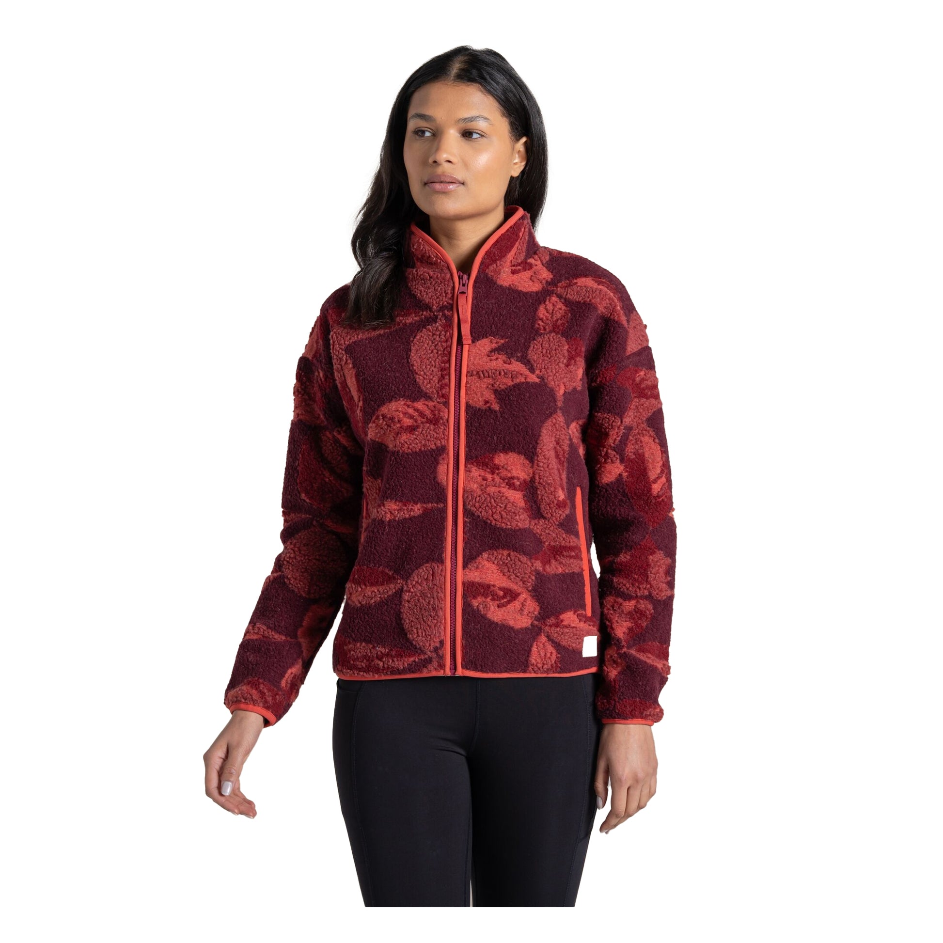 Sumac Red - Lifestyle - Craghoppers Womens-Ladies Catalina Leaf Print Fleece Jacket