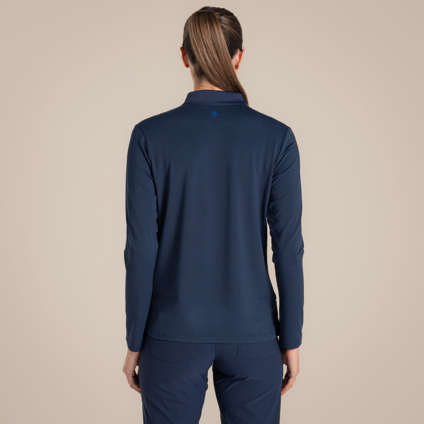 Blue Navy - Back - Craghoppers Womens-Ladies Thornbury Nosilife Long-Sleeved Golf Polo Shirt