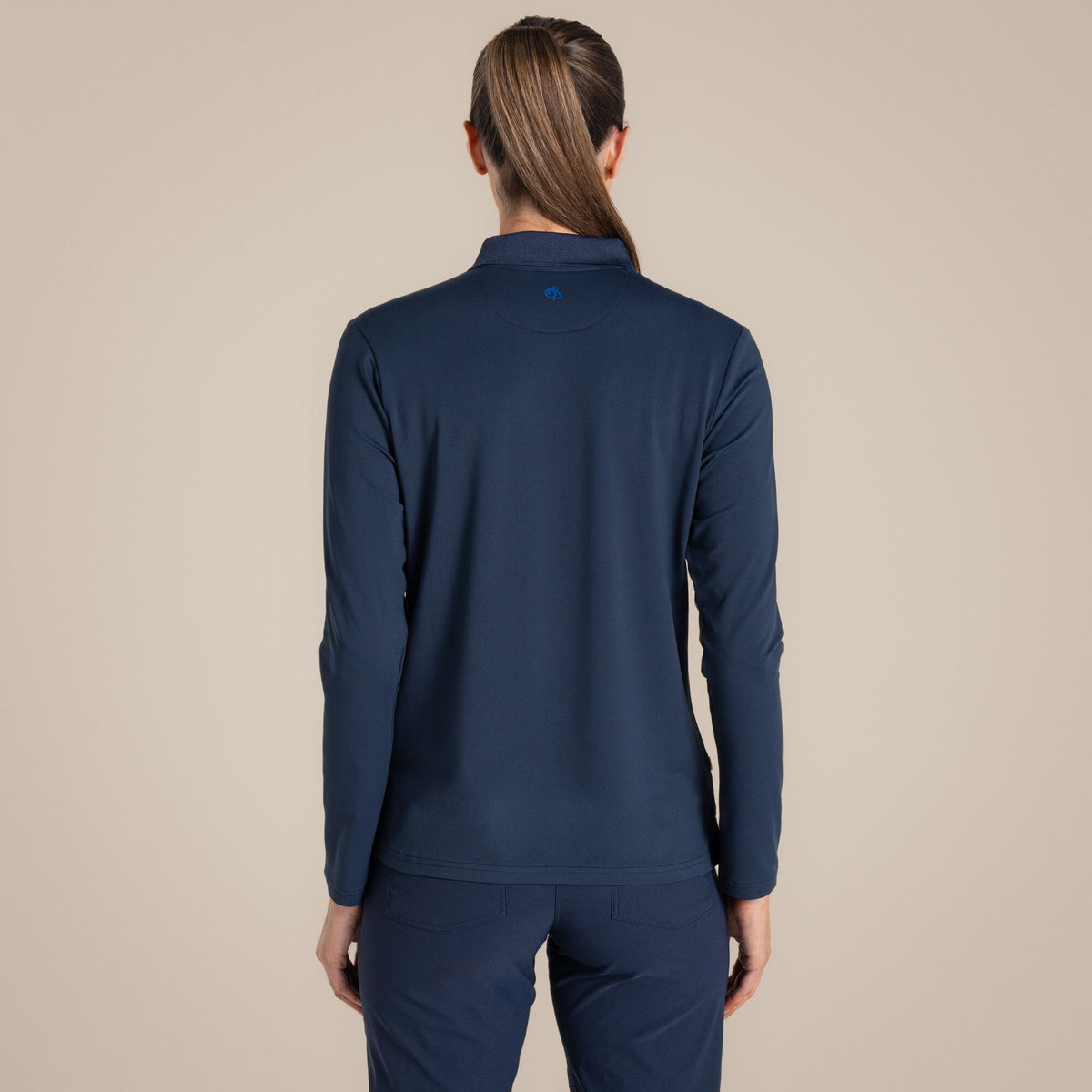 Blue Navy - Back - Craghoppers Womens-Ladies Thornbury Nosilife Long-Sleeved Golf Polo Shirt