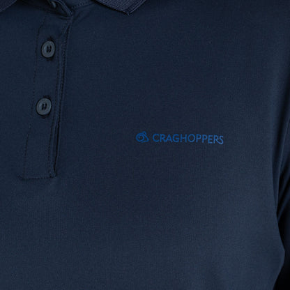 Blue Navy - Pack Shot - Craghoppers Womens-Ladies Thornbury Nosilife Long-Sleeved Golf Polo Shirt