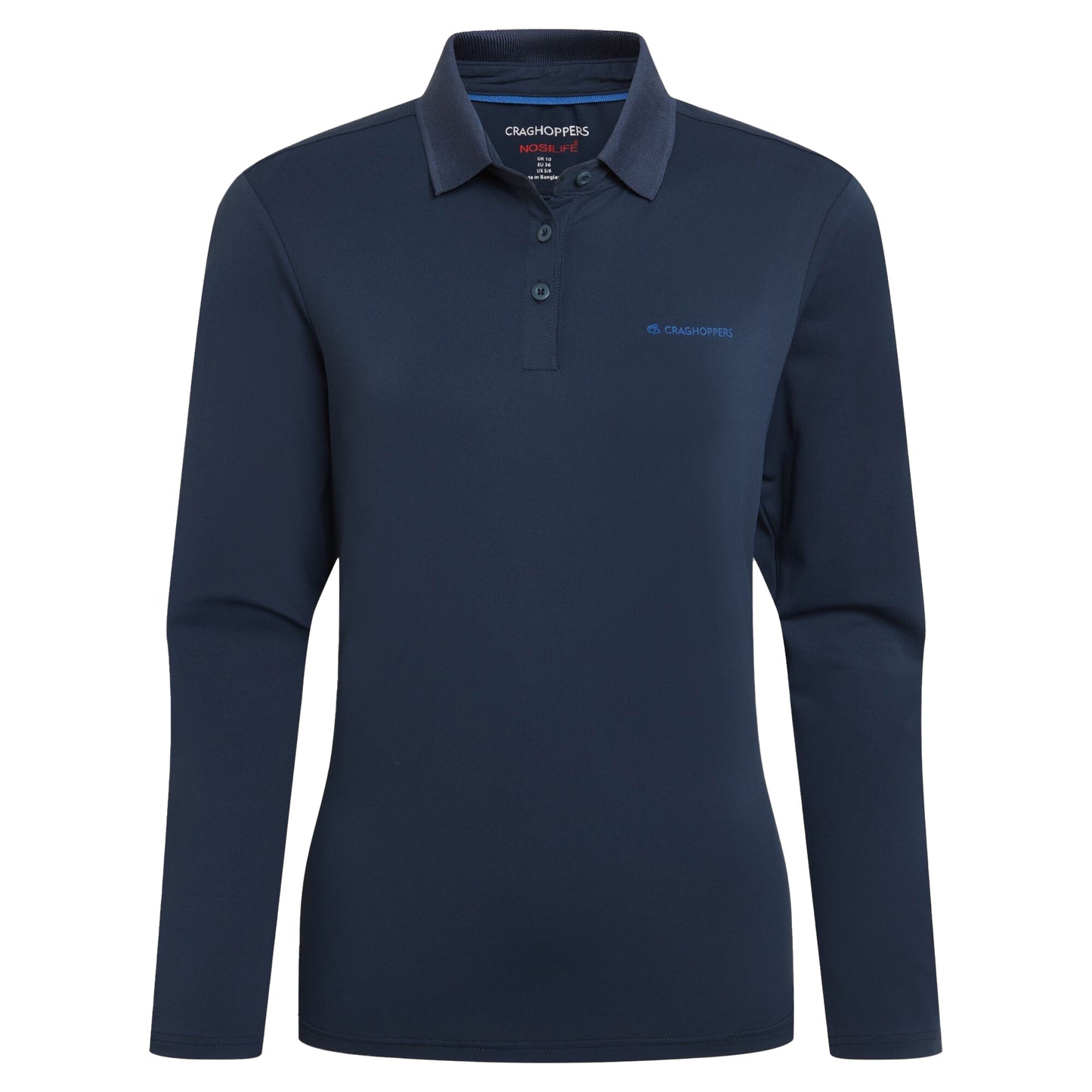 Blue Navy - Front - Craghoppers Womens-Ladies Thornbury Nosilife Long-Sleeved Golf Polo Shirt