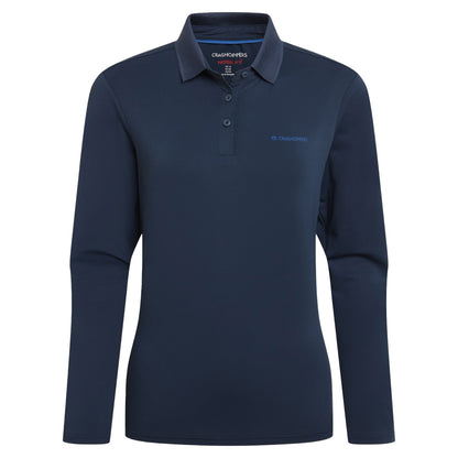 Blue Navy - Front - Craghoppers Womens-Ladies Thornbury Nosilife Long-Sleeved Golf Polo Shirt