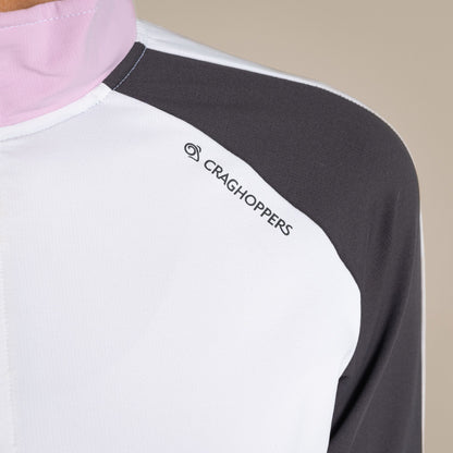 White-Dark Iron - Close up - Craghoppers Womens-Ladies Nosilife Half Zip Golf Top