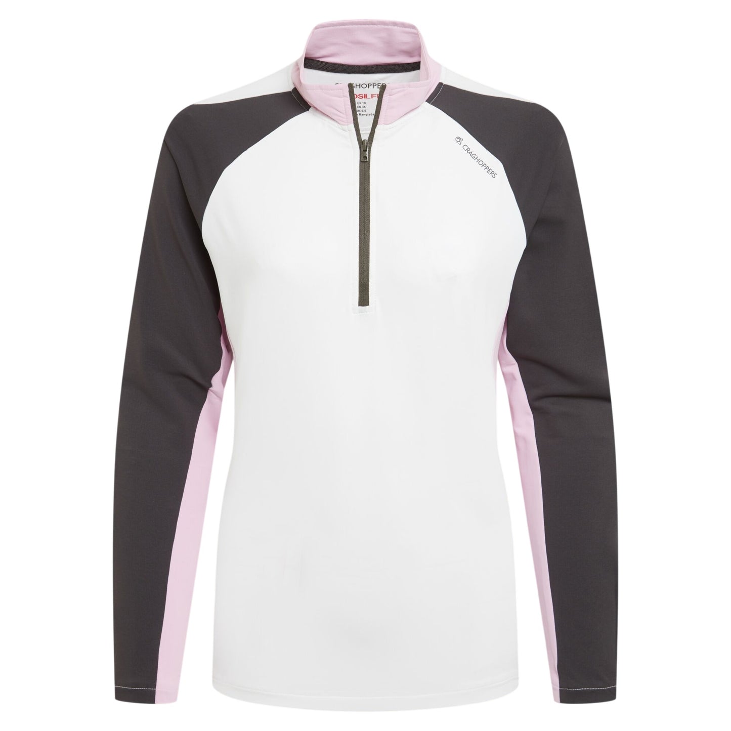 White-Dark Iron - Front - Craghoppers Womens-Ladies Nosilife Half Zip Golf Top