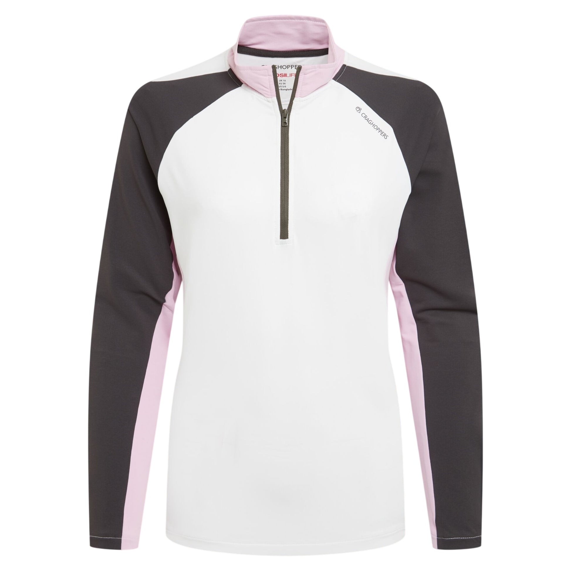 White-Dark Iron - Front - Craghoppers Womens-Ladies Nosilife Half Zip Golf Top