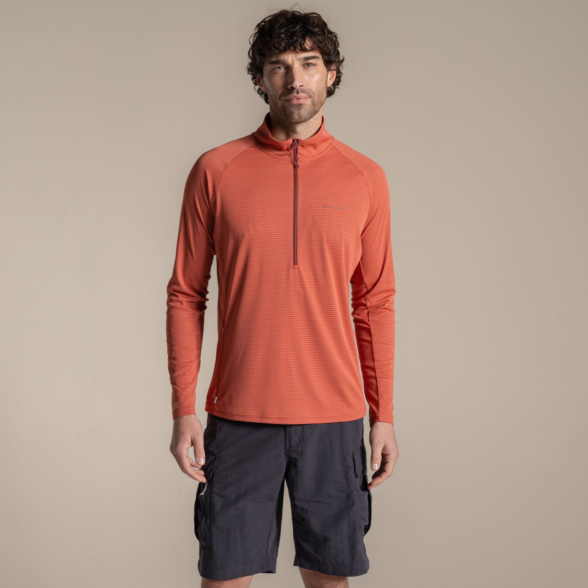 Dark Sahara - Front - Craghoppers Mens Nosilife Half Zip Pullover