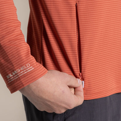 Dark Sahara - Side - Craghoppers Mens Nosilife Half Zip Pullover