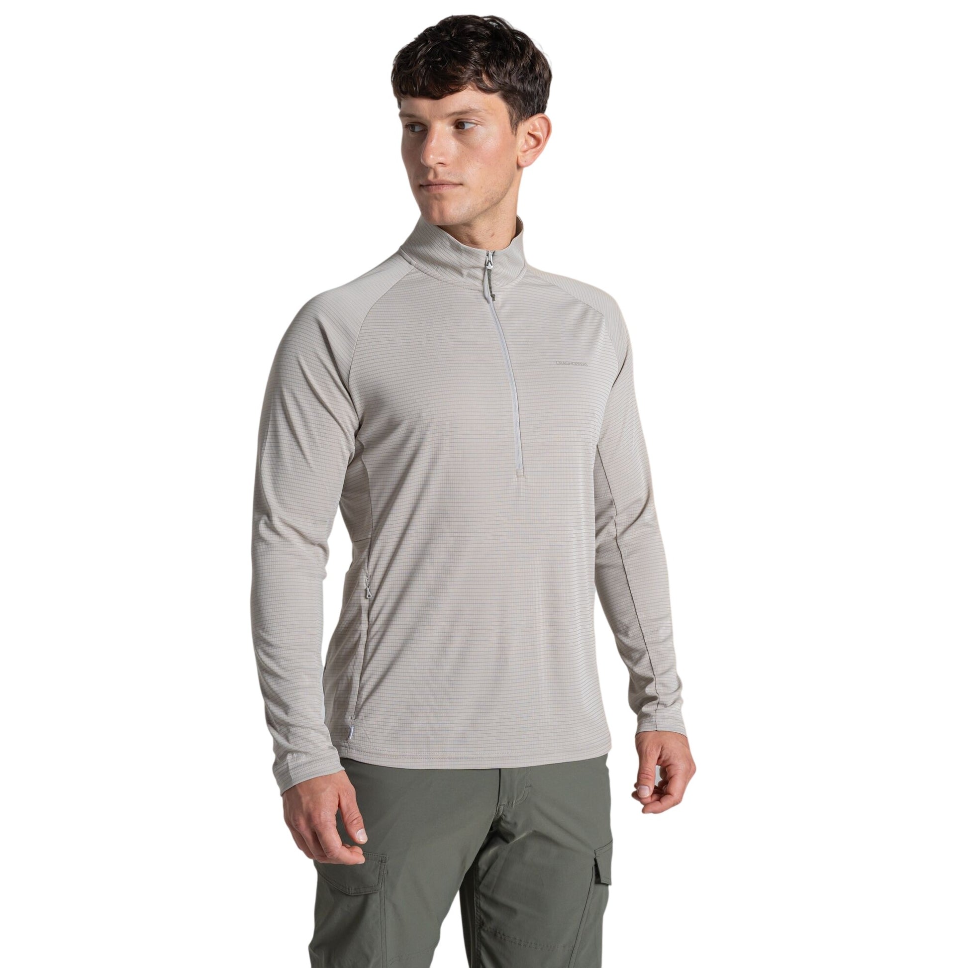 Parchment - Side - Craghoppers Mens Nosilife Half Zip Pullover