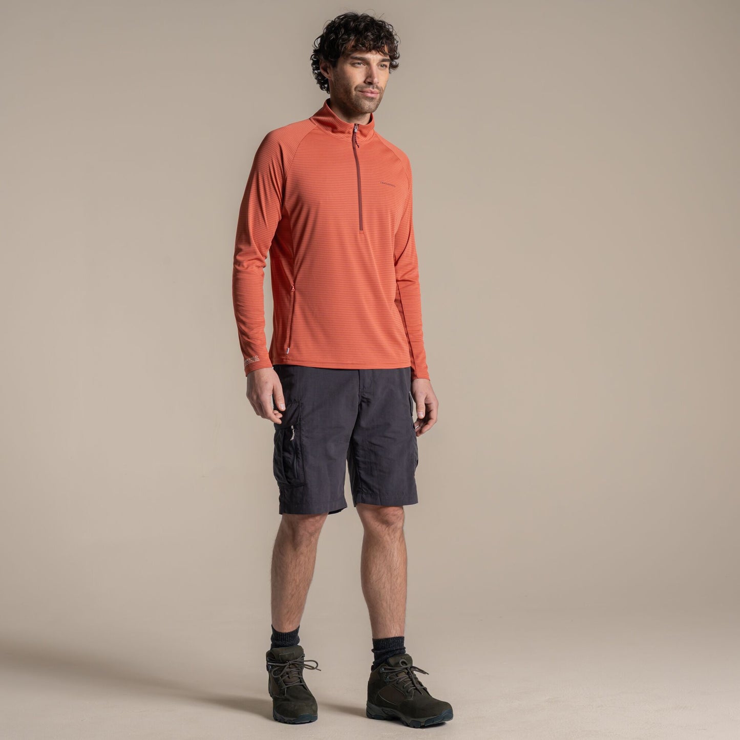 Dark Sahara - Pack Shot - Craghoppers Mens Nosilife Half Zip Pullover