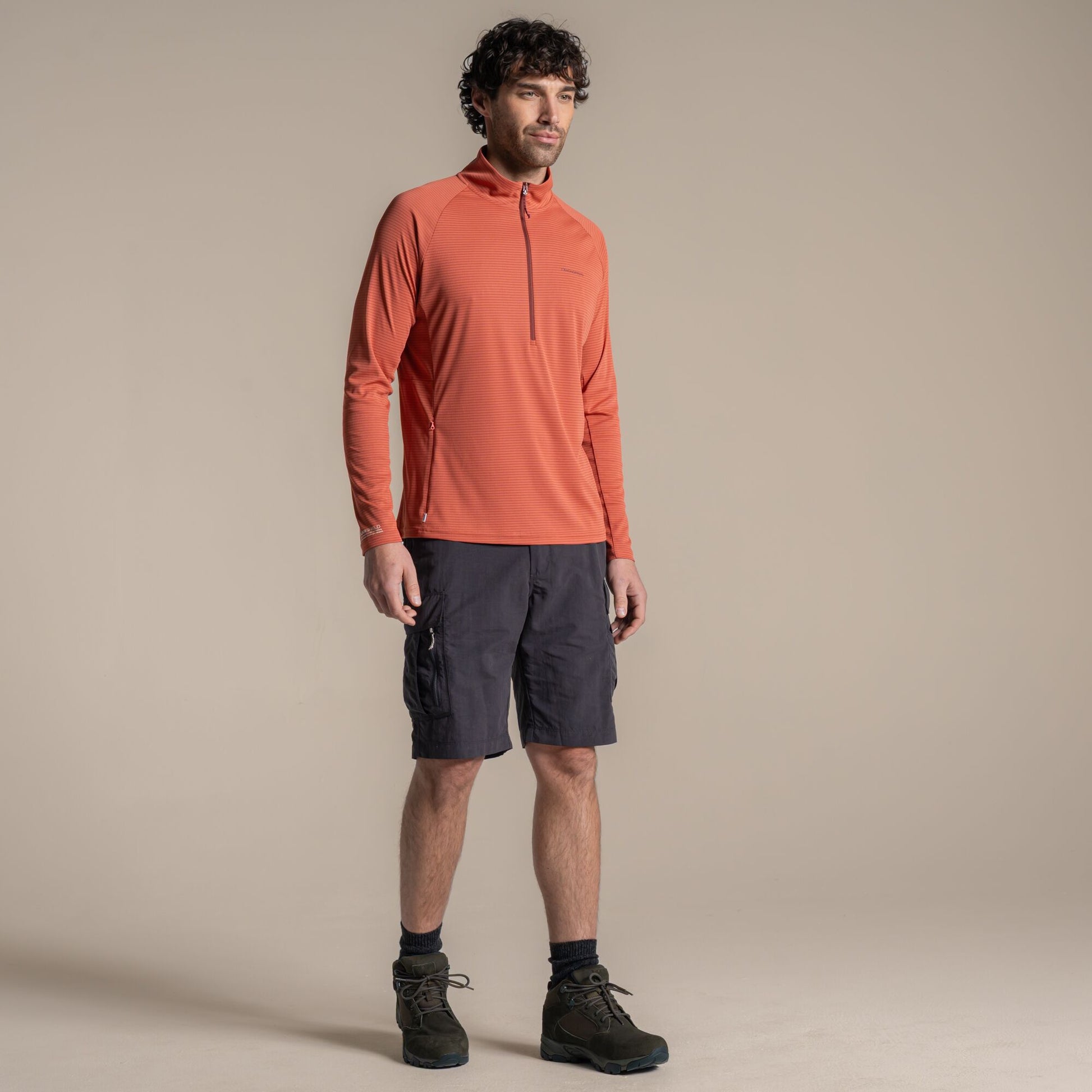 Dark Sahara - Pack Shot - Craghoppers Mens Nosilife Half Zip Pullover