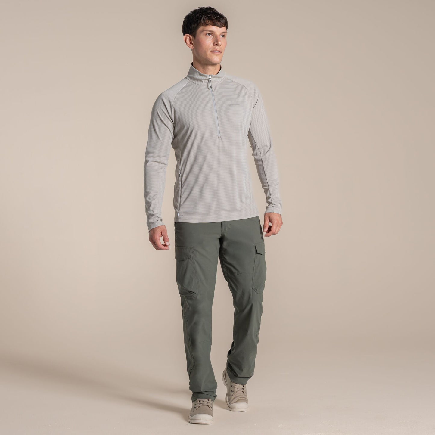 Parchment - Close up - Craghoppers Mens Nosilife Half Zip Pullover