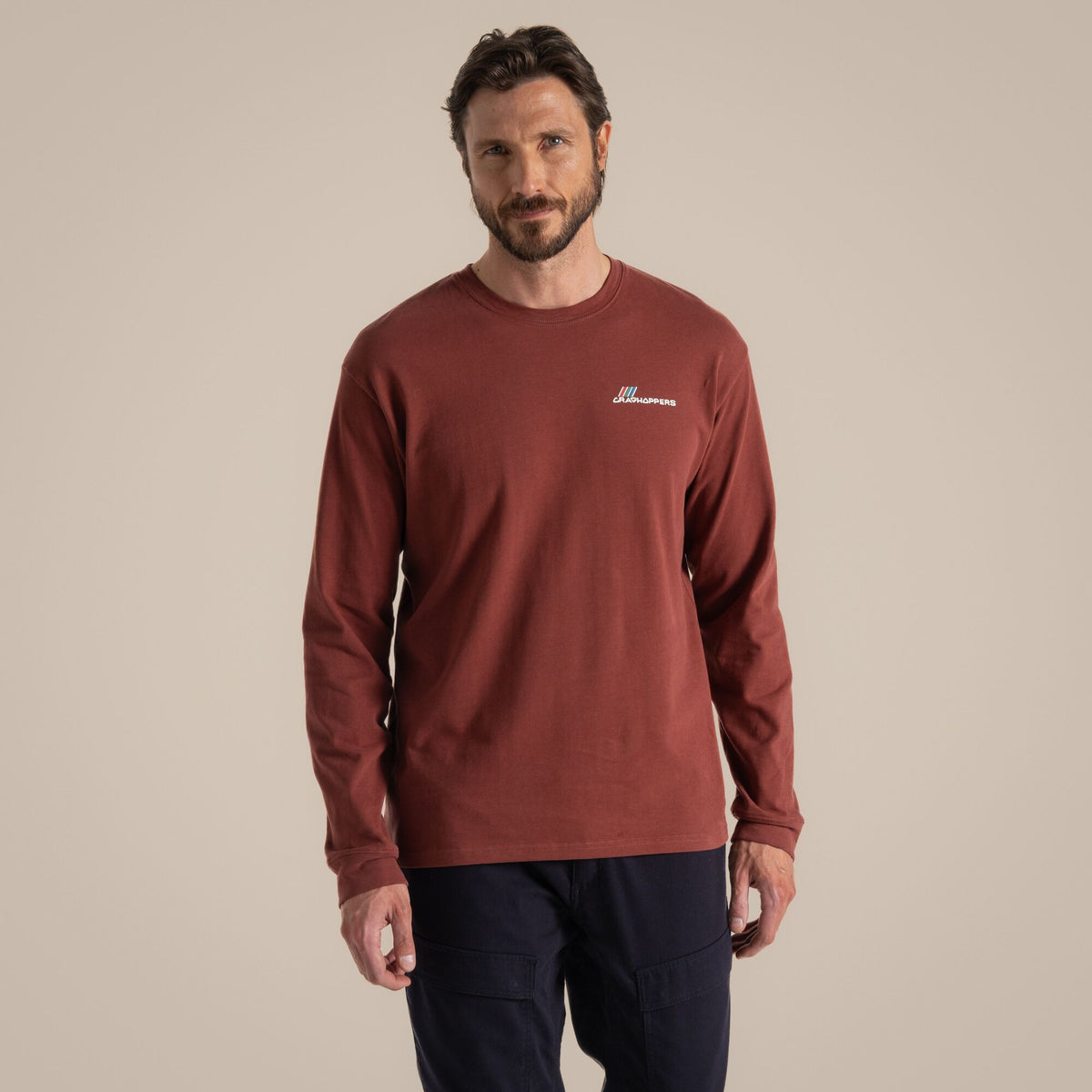 Axinite Red - Pack Shot - Craghoppers Mens Dillisk II Long-Sleeved T-Shirt