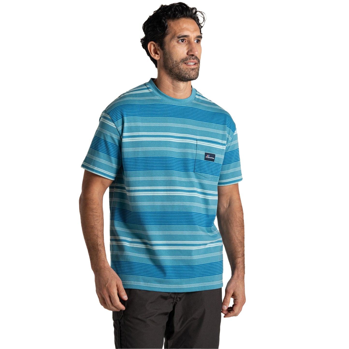 Tranquil Blue - Side - Craghoppers Mens Pointer Striped Short-Sleeved T-Shirt
