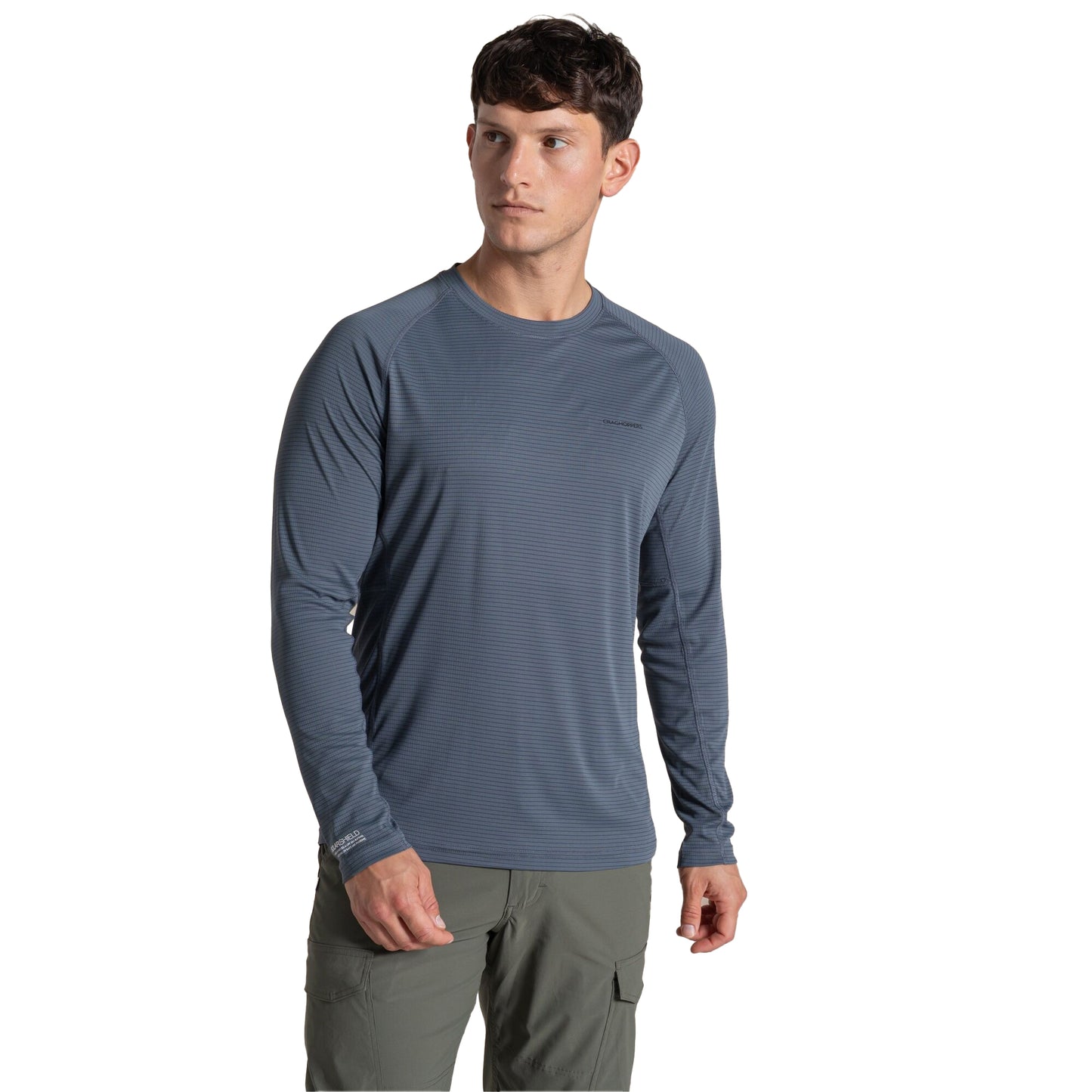Dark Pewter - Side - Craghoppers Mens SolarShield+ Nosilife Long-Sleeved T-Shirt